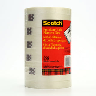 Scotch® Filament Tape 898, Clear, 18 mm x 55 m, 6.6 mil, 48 rolls percase