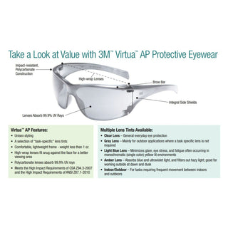 3M Virtua AP Protective Eyewear 11819-00000-20, Clear Hard Coat Lens