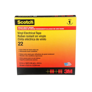 Scotch® Vinyl Electrical Tape 22, 3/4 in x 36 yd, Black, 12rolls/carton