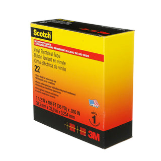 Scotch® Vinyl Electrical Tape 22, 1-1/2 in x 36 yd, Black, 1roll/carton