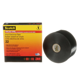 Scotch® Vinyl Electrical Tape 22, 2 in x 36 yd, Black, 1 roll/carton