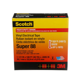 Scotch® Vinyl Electrical Tape Super 88, 1-1/2 in x 36 yd, Black