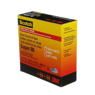 Scotch® Vinyl Electrical Tape Super 88, 1-1/2 in x 36 yd, Black