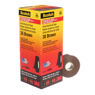 Scotch® Vinyl Color Coding Electrical Tape 35, 3/4 in x 66 ft, Brown