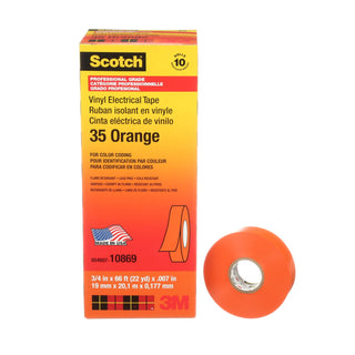 Scotch® Vinyl Color Coding Electrical Tape 35, 3/4 in x 66 ft, Orange