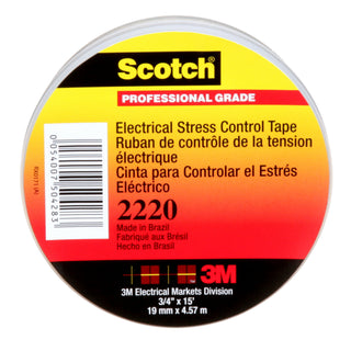 Scotch® Electrical Stress Control Tape 2220, 3/4 in x 15 ft, Gray