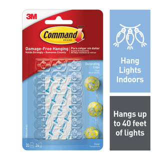 Command Clear Decorating Clips 17026CLR, 20 Clips, 24 Strips/Packs