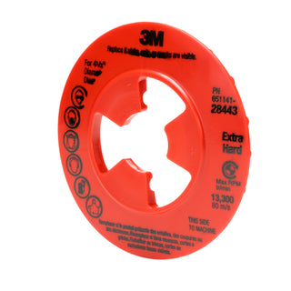 3M Disc Pad Face Plate Ribbed 28443, 4-1/2 in Extra Hard Red