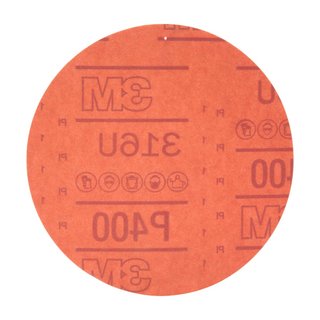 3M Hookit Red Abrasive Disc, 01218, 6 in, P400, 50 discs per carton