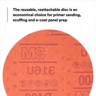 3M Hookit Red Abrasive Disc, 01218, 6 in, P400, 50 discs per carton