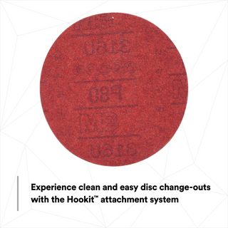 3M Hookit Red Abrasive Disc, 01261, 6 in, P80, 50 discs per carton