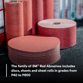 3M Hookit Red Abrasive Disc, 01261, 6 in, P80, 50 discs per carton