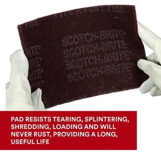 Scotch-Brite Hand Pad 7447, HP-HP, A/O Very Fine, Maroon, 6 in x 9 in, 20/Inner