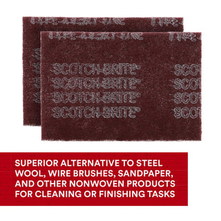 Scotch-Brite Hand Pad 7447, HP-HP, A/O Very Fine, Maroon, 6 in x 9 in, 20/Inner