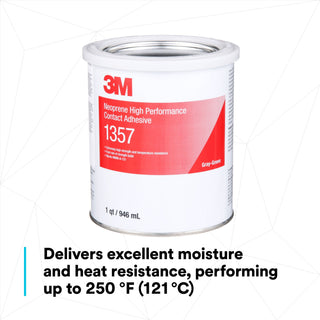 3M Neoprene High Performance Contact Adhesive 1357, Gray-Green, 1 QuartCan