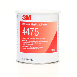 3M Industrial Plastic Adhesive 4475, Clear, 1 Quart Can