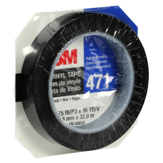 3M Vinyl Tape 471, Black, 3/4 in x 36 yd, 5.2 mil