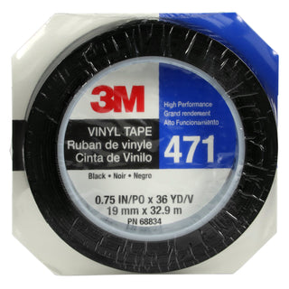 3M Vinyl Tape 471, Black, 3/4 in x 36 yd, 5.2 mil