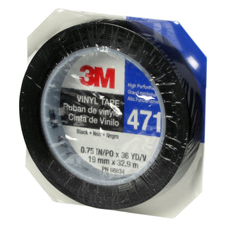 3M Vinyl Tape 471, Black, 3/4 in x 36 yd, 5.2 mil