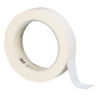 3M Vinyl Tape 471, White, 1 in x 36 yd, 5.2 mil