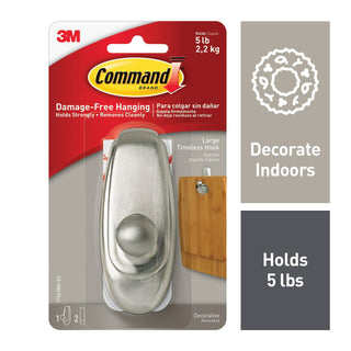 Command Timeless Hook 17063BN-ES, Large Brushed Nickel