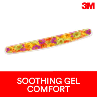 3M Gel Wrist Rest WR308DS, Clear Gel Design, Compact Size, Daisy