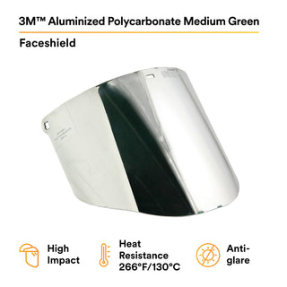 3M Aluminized Polycarbonate Faceshield WP96BAL, Medium Green,82518-00000