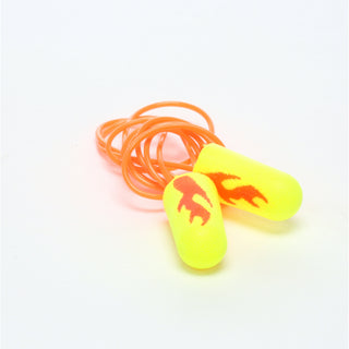 3M E-A-Rsoft Yellow Neon Blasts Earplugs 311-1252, Corded, Poly Bag,Regular Size