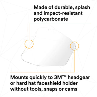 3M Total Performance Polycarbonate Clear Faceshield Window WCP9682600-00000 10