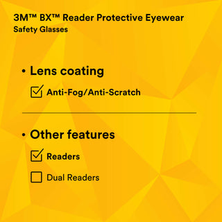 3M BX Reader Protective Eyewear 11375-00000-20, Clear Lens, SilverFrame