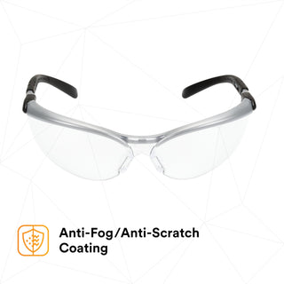 3M BX Protective Eyewear 11380-00000-20, Clear Anti-Fog Lens,Silver/Black Frame