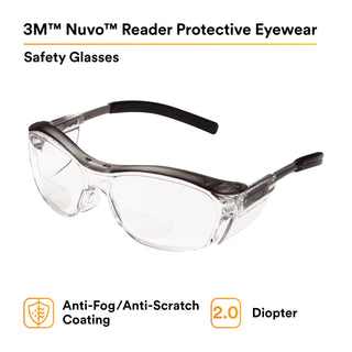 3M Nuvo Protective Eyewear 11435-00000-20 Clear Lens, Grey Frame