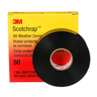 3M Scotchrap Vinyl Corrosion Protection Tape 50, 1 in x 100 ft,Unprinted, Black