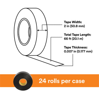 Scotch® Super 33+ Vinyl Electrical Tape, 2 in x 66 ft, 1-1/2 in Core,Black