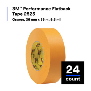 3M Performance Flatback Tape 2525, Orange, 36 mm x 55 m, 9.5 mil