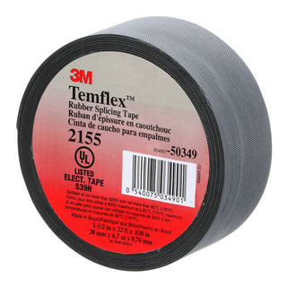 3M Temflex Rubber Splicing Tape 2155, 1-1/2 in x 22 ft, Black