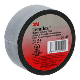 3M Temflex Rubber Splicing Tape 2155, 1-1/2 in x 22 ft, Black