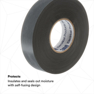 3M Temflex Rubber Splicing Tape 2155, 1-1/2 in x 22 ft, Black