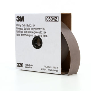 3M Utility Cloth Roll 211K, 320 J-weight, 1 in x 50 yd, Full-flex