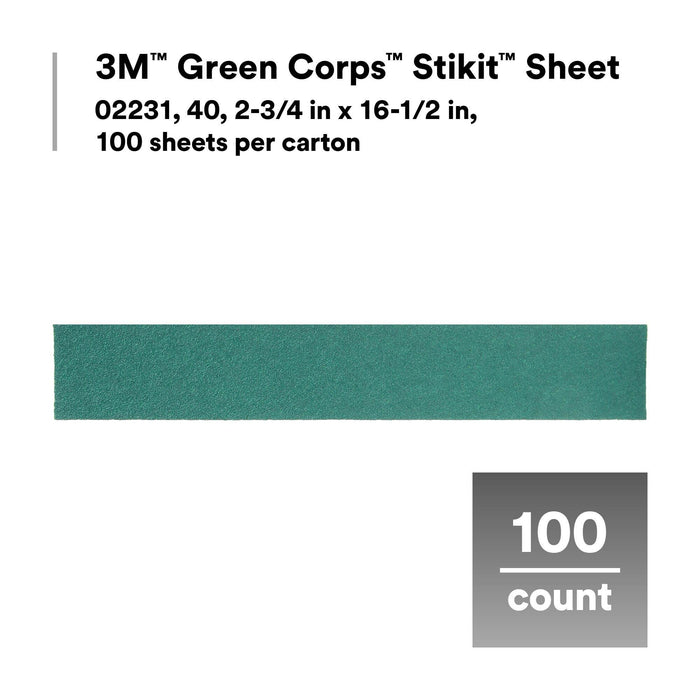 3M Green Corps Stikit Production Sheet, 02231, 40, 2-3/4 in x 16 1/2
in
