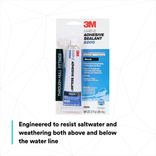 3M Marine Adhesive Sealant 5200, Black, 3 oz Tube