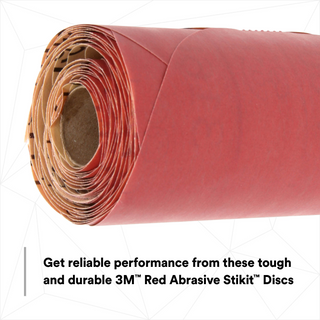 3M Red Abrasive Stikit Disc, 01105, 6 in, P800 grade, 100 discs per
roll