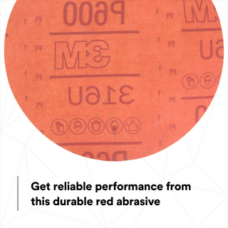 3M Hookit Red Abrasive Disc, 01189, 6 in, P600, 50 discs per carton