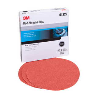 3M Hookit Red Abrasive Disc, 01222, 6 in, P180, 50 discs per carton