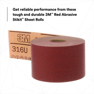 3M Red Abrasive Stikit Sheet Roll, 01687, P120, 2-3/4 in x 25 yd