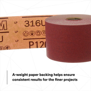 3M Red Abrasive Stikit Sheet Roll, 01687, P120, 2-3/4 in x 25 yd