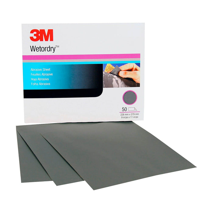 3M Wetordry Abrasive Sheet, 02043, P220, 9 in x 11 in, 50 sheets percarton
