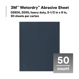 3M Wetordry Abrasive Sheet, 02624, 2000, heavy duty, 5 1/2 in x 9 in