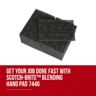 Scotch-Brite Blending Hand Pad 7446B, HP-HP, SiC Medium, Gray, 6 in x 9 in