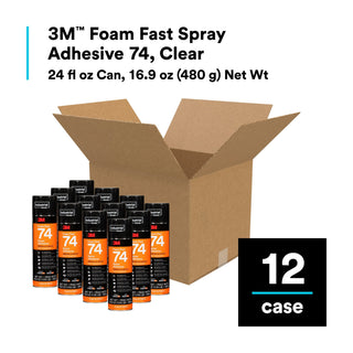 3M Foam Fast Spray Adhesive 74, Clear, 24 fl oz Can (Net Wt 16.9 oz)